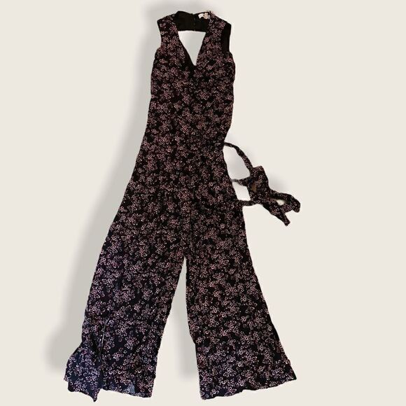 Size 0 BB Dakota Navy Ditsy Wide-Leg Jumper - Picture 2 of 6